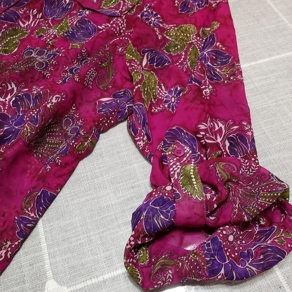 MAGGIE Barnes floral long slevees Blouse , Size IX OR 18/20 W - Picture 3 of 10